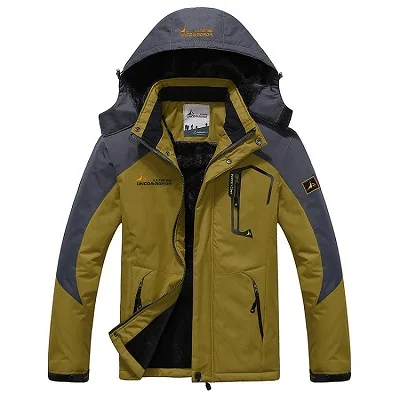Цвет: желтый Men's Winter Inner Fleece Waterproof Jacket Outdoor Sport Warm Brand Coat Hiking Camping Trekking Skiing Male Jackets V063 - Цвет: Цвет: желтый