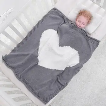 

Kids Knitting Blanket Baby Newborn Heart Shaped Swaddle Wrap Blankets Bedding Quilt Play Mat Children Bath Towel Sleeping Props