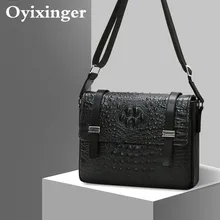 Мужская сумка-мессенджер из натуральной кожи с текстурой крокодила, маленькие мужские сумки из воловьей кожи