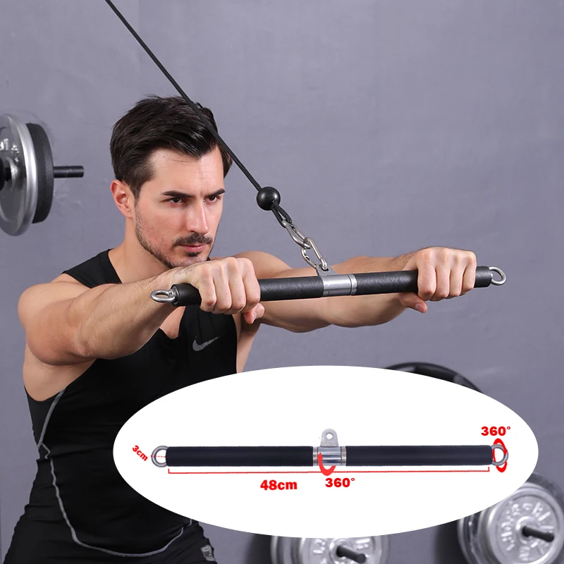 Back Strength Rowing Training Handle Set For Cable Machine Rotating LAT Pulldown Straight Bar TPE Grip Muscle Workout Equipment fitness workout handle