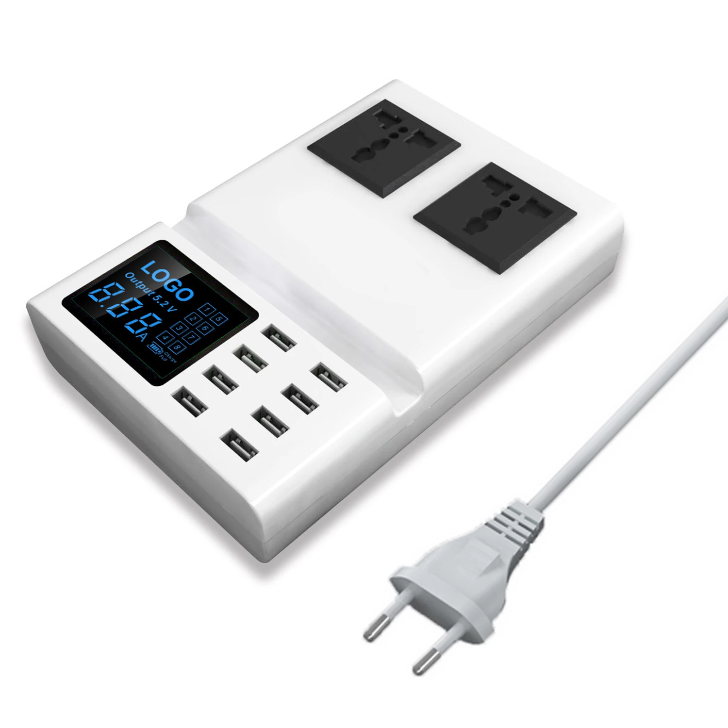 Besegad USB адаптер питания зарядное устройство зарядная станция Док-станция с 8 USB портом 2 AC Разъем для iPhone IPad смартфон планшет
