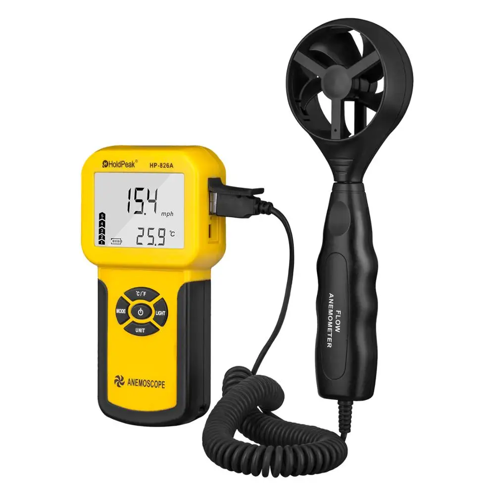 

HP-826A-0.3~30m/s Wind Speed Sensor HoldPeak Digital Anemometer Air Volume Measure Instrument Handheld Tester
