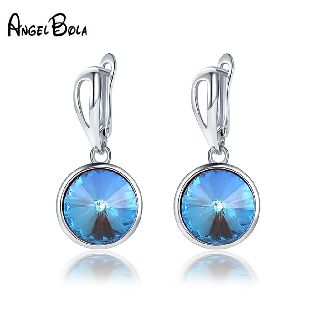 New Round Tourmaline Color Dangle Earrings Women Fashion Simple Jewelry Gradient Pink Zircon Drop | Украшения и аксессуары