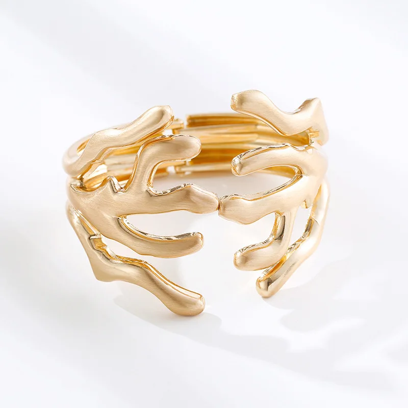 Charm Trendy Women's Bangle European and American Fashion Exaggerated Shaped Branch Wide Edge Spring Open Bracelet for Girls Bangle Bracelet