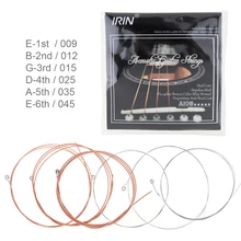 IRIN 6 шт./компл. акустическая флок гитарная струна 009-045 дюйма Сталь Core фосфористой бронзы Цвет сплав с фирменными Антикоррозионные пальто