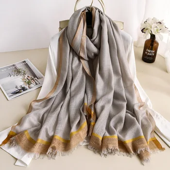 

New style Chinese quality Silk Popular Autumn and Winter Lady Thin wool Print large Scarf women High-grade Cashmere Beach Shawls