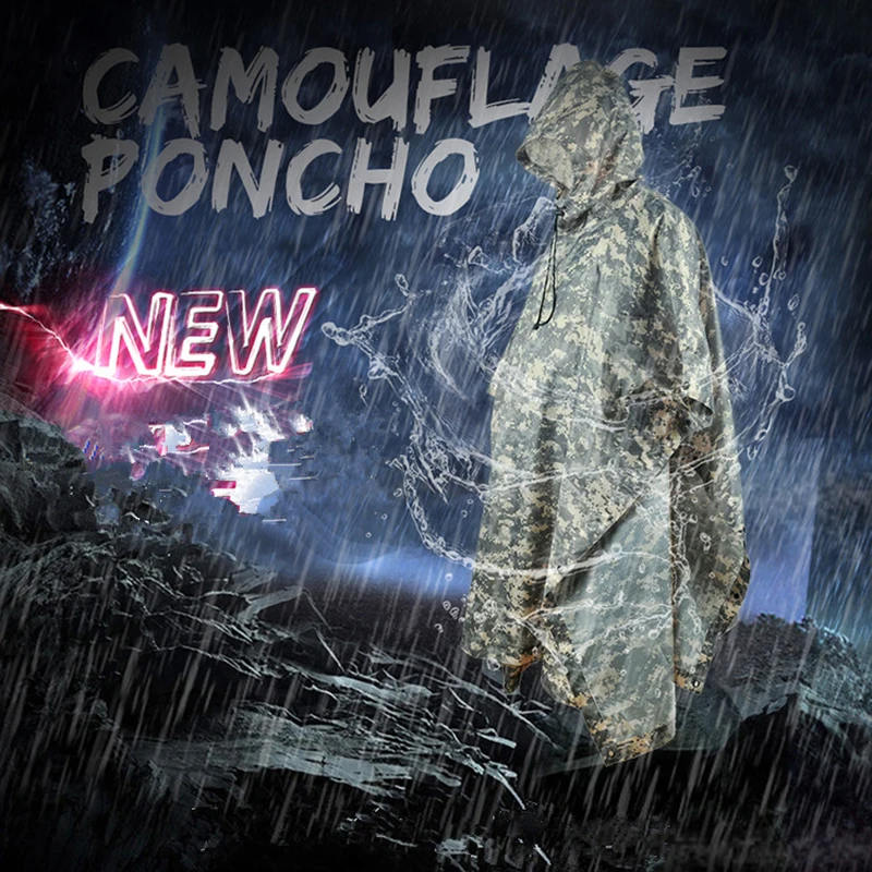 PU Poncho Jungle Tactical Raincoat Bionic Birdwatching CS Hunting Ghillie Suit Travel Hiking Rain Gear ghillie suit raincoat poncho