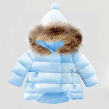 Пальто для девочек; хлопковая теплая куртка для маленьких девочек; зимнее пальто с капюшоном; детская теплая верхняя одежда; одежда для детей; куртка для маленьких девочек - Цвет: JK027-Blue
