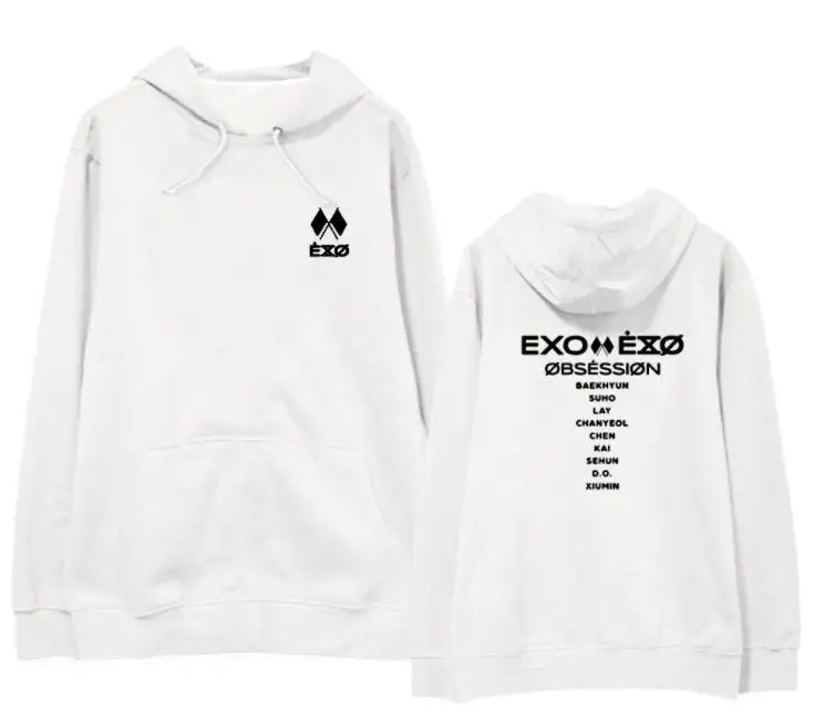Новое поступление kpop exo obsession альбом же все названия членов печати толстовки унисекс пуловер Свободный флис/тонкий Свитшот - Цвет: fleece