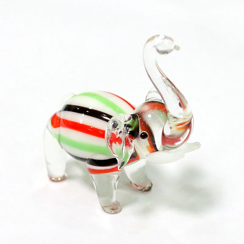 Handmade Murano Glass Elephant Figurines Home Room Desktop Christmas Decoration Ornaments Miniature Rural Style Animals Statue