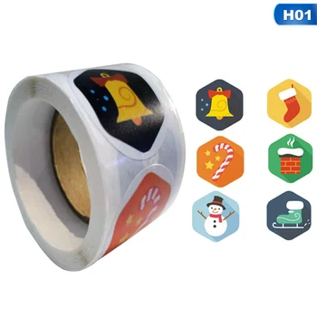 

200Pcs/Roll 6 Pattern Christmas Sticker Cartoon Sticker For Kids Christmas Gift Sealing Labels Stickers