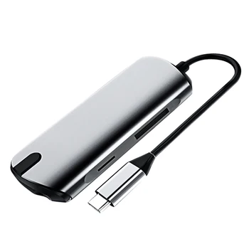 

8-In-1 USB Hub to Type C Data Hub with 8-Port SD/TF/USB 3.0 HDMI Reader Type C PD Charging and 3.5mm Audio