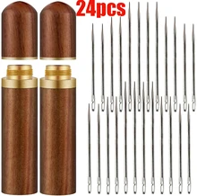 

12/24Pcs Blind Needles Big Hole Stainless Steel Needle for Sewing Household DIY Jewerly Beading Threading Needles & Cord Set