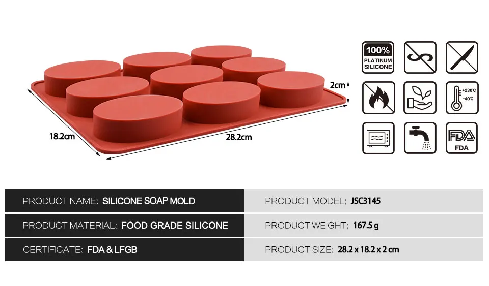SILIKOLOVE 9 полости овальное мыло, силиконовая форма формы для мыла делая DIY формы ручной работы