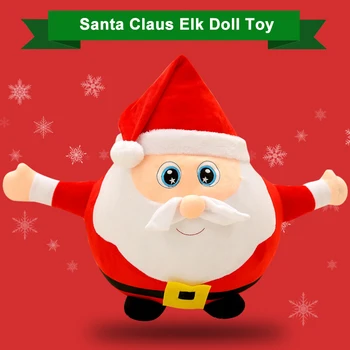 

Christmas Decoration Animated Musical Santa Claus Elk Figurine LED Glowing Soft Plush Stuffed Doll Singing Home Ornament