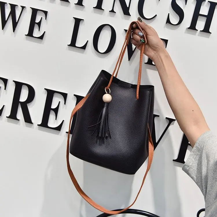 

Bag Women's 2019 New Style Korean-style Bucket Bag Versitile Fashion Tassels Hand Crossbody Bag Batch