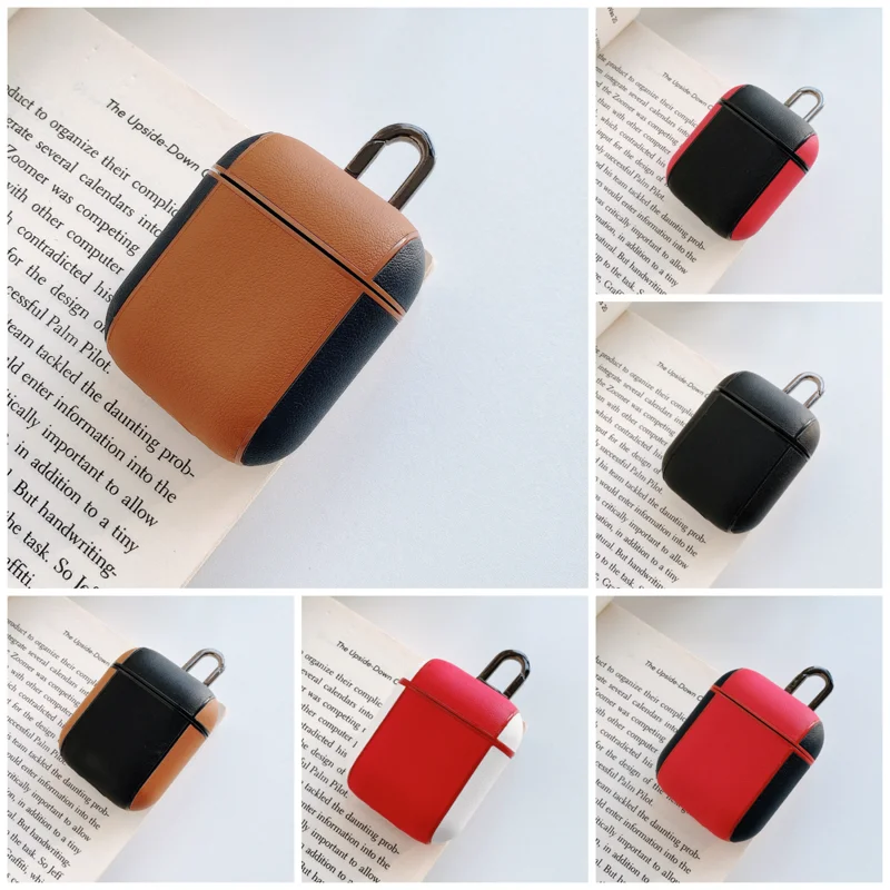 Контрастный ЦВЕТНОЙ наушник чехол для гарнитура для airpods чехол кожаный чехол для наушников для Air Pods 1 2 сумка для наушников
