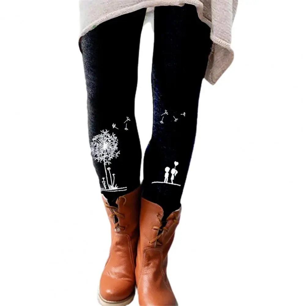 2021 Spring Autumn Women\'s Leggings Trousers Dandelion Print Long Pants Women Skinny Leggings Casual Women\'s Pants