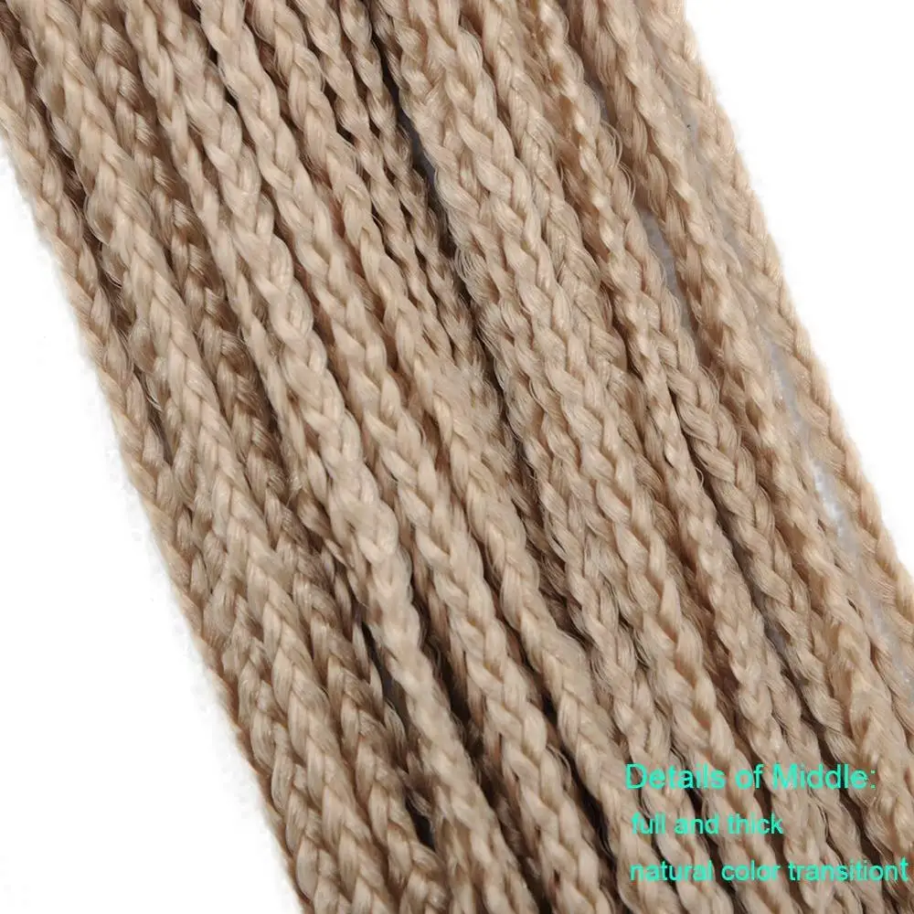 Zizi Braids Crochet Box Braids Synthetic Braiding Hair Extensions Blonde Balck Grey Red Pink Blue Purple For Women