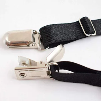 

Men Shirt Stays Garters with Locking Clamps Suspenders Adjustable Elastic Straps FEA889