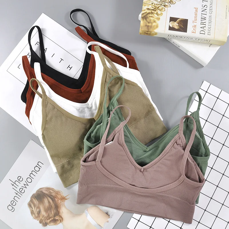 U-shaped Beauty Back Camisole Bra Padded Removable For Women Girls Comfortable Bra Black White Sports Fitness Yoga Gym Crop Top