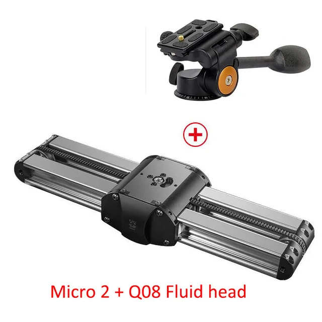 Микро 2 слайдер рельсовая система для камеры, профессиональная Максимальная полезная нагрузка 8 кг Мини Видео слайдер для DSLR камеры BMCC RED ARRI Mini - Цвет: Mirco2 with Q08