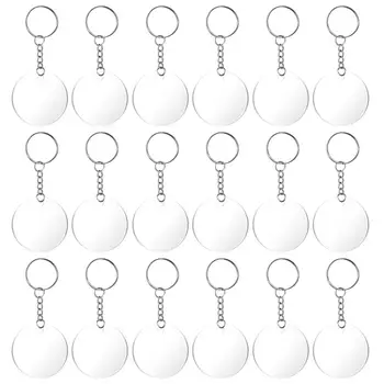 

30 Pcs Round Acrylic Keychain DIY Set (Acrylic Keychain Blank, Key Ring)