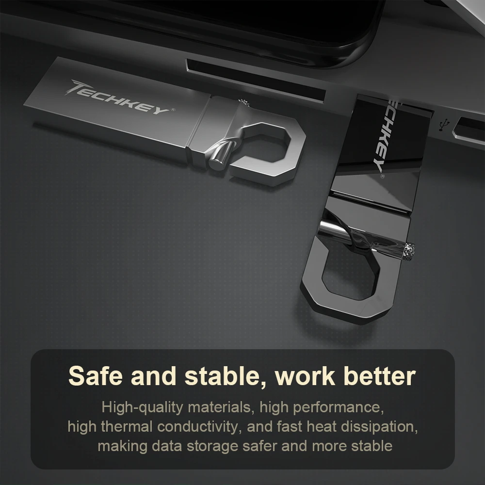 Новейший Techkey usb флеш накопитель 16 ГБ 32 64 Гб Серебристый Металл водонепроницаемый