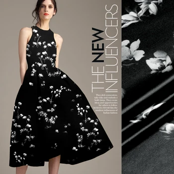 

white and black silk charmeuse elastic silk satin fabric dress material Magnolia textile