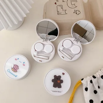 

Cartoon Mini Pocket Contact Lens Cases with Mirror Kit Travel Convenient Contact Lens Case Container For Outdoor