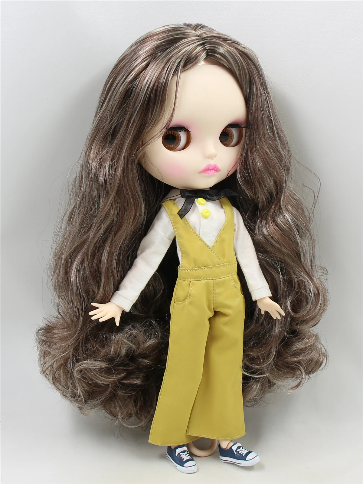 Neo Blythe Muñeca con cabello multicolor, piel blanca, cara mate y puchero Custom Cuerpo articulado 1