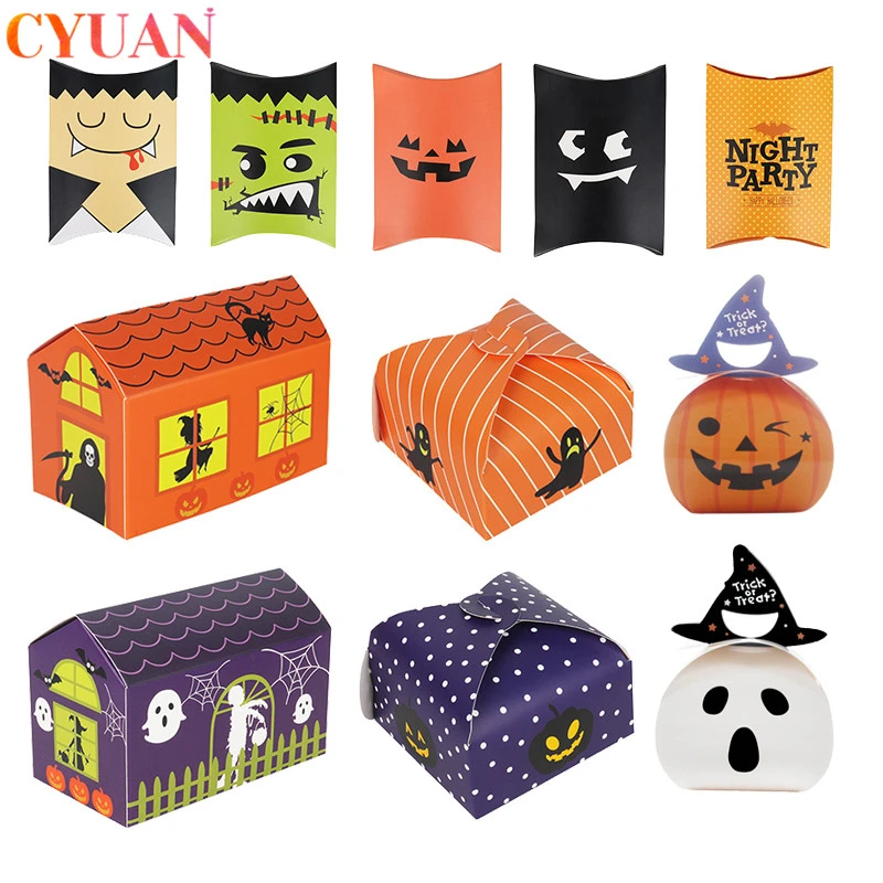 10 個ハロウィンギフトボックスクラフト紙キャンディーボックスハロウィン好意プレゼントボックス包装袋ハロウィンパーティー用品キッズギフト ギフトバッグ ラッピング用品 Aliexpress