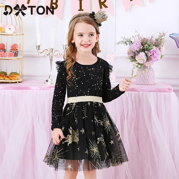 

DXTON Unicorn Kids Dress For Girls Christmas Party Girls Dresses Flying Sleeve Children Dress Winter Children Birthday Costumes