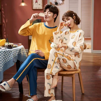 

Women's Long Sleeve Pants CartoonLovely Home Clothes Set Can Be Worn Out Spring and Autumn Couple's Pullover Pajamas