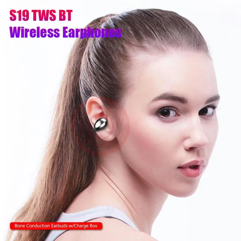 S19 TWS Bluetooth наушники с костной проводимостью,, дышащие, авто сопряжение, прочные, 5,0 шумоподавление, гарнитура