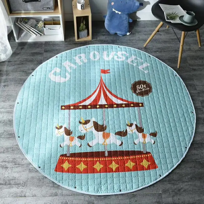 Детские игровые коврики, мультяшный коврик для ползания, игровой коврик, круглый Детский ковер, напольная сумка-коврик, декоративный коврик для детской комнаты