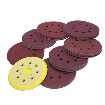 

70 Pcs 5-Inch Sanding Discs with Sander Pad 8-Hole Durable Sanding Discs 40/80/120/240/320/600/800 Assorted Grits Sandpaper Dust