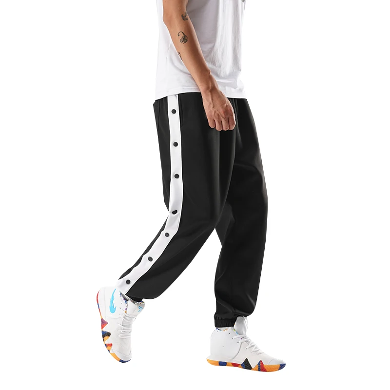 Joggers Men Pants Cut off Split Side 