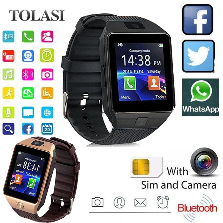 Горячие Bluetooth Смарт часы DZ09 SmartWatch С TF SIM камерой Мужские Спортивные наручные для IOS