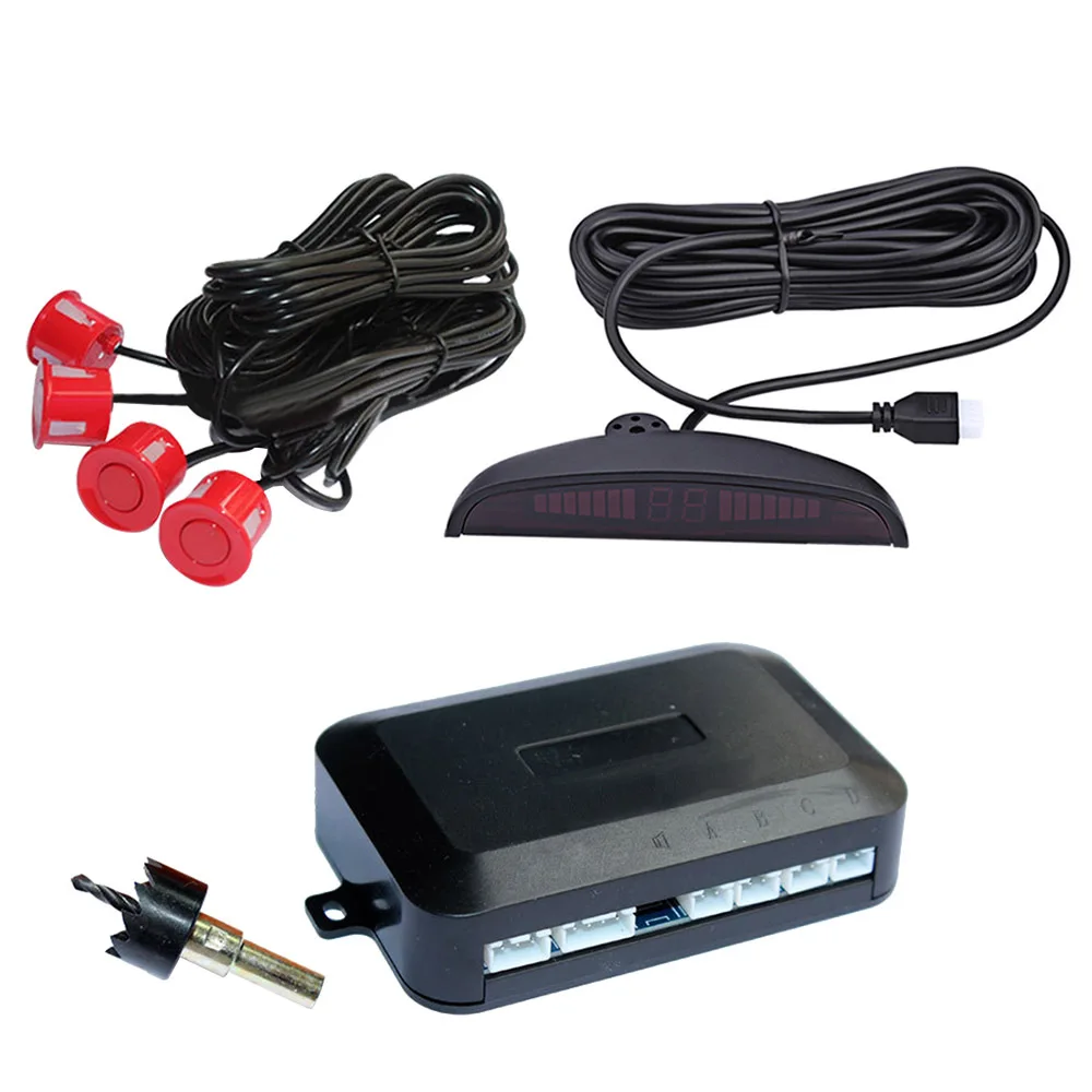 LED Display Car Parking Sensors 4 Radars Kits 22mm Ultrasonic Monitor Detector System Automobile Security Alert System