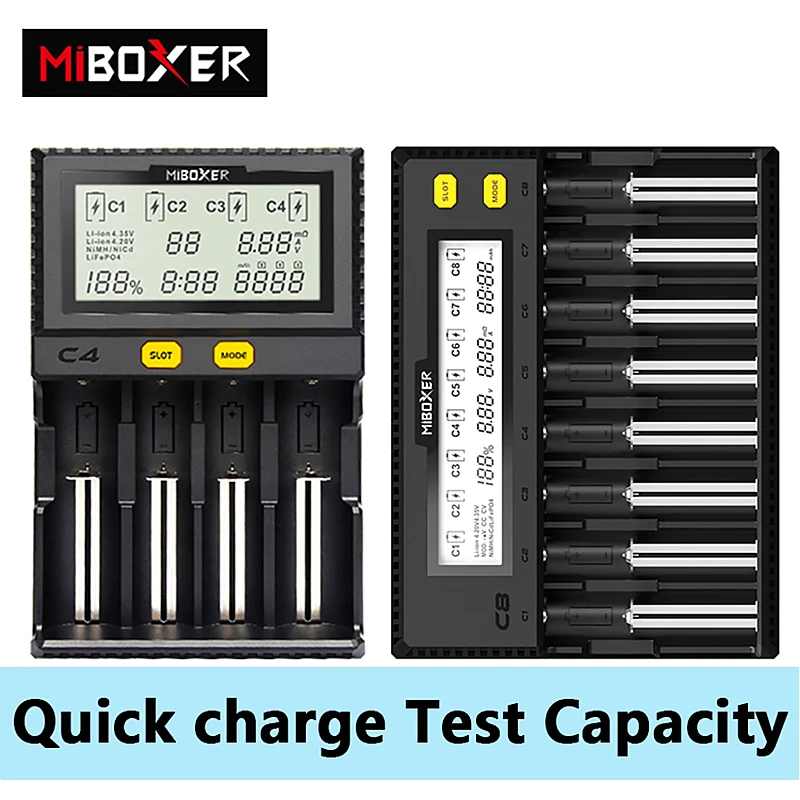 Оригинальное умное зарядное устройство Miboxer C4 VC4 с ЖК-дисплеем для li-ion/IMR/INR/ICR/LiFePO4