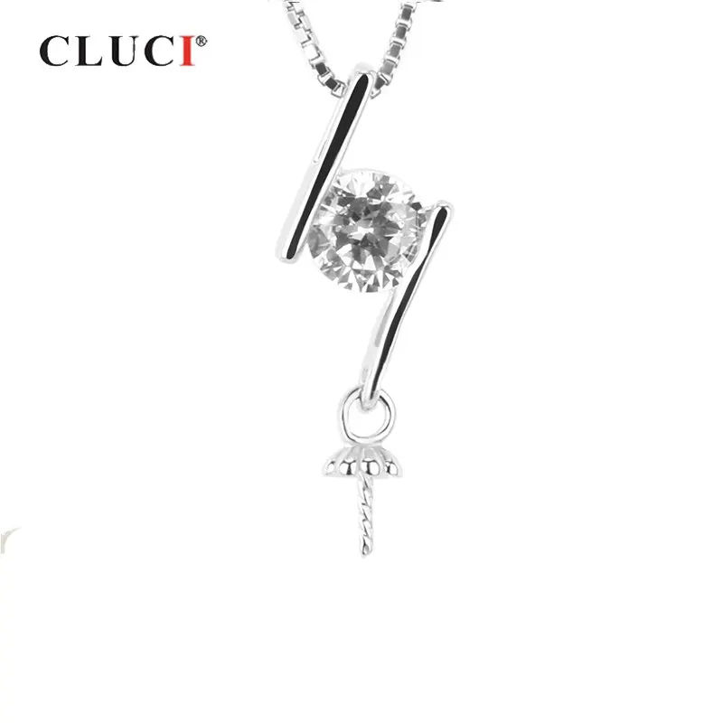 

CLUCI Серебро 925 циркониевые амулеты женские ювелирные изделия, кулон 925 пробы серебряные жемчужные крепление подвески ювелирные изделия кулон SP118SB