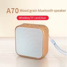 Altavoz inalámbrico portátil A70 de grano de madera Vintage Mini Altavoz Bluetooth con soporte de micrófono TF tarjeta Radio FM para teléfono móvil