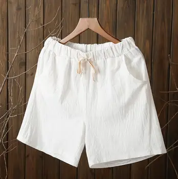 

Women Cotton Linen Shorts 2020 summer female Elastic Wasit Drawstring Loose Shorts ladies Casual Shorts plus size 4xl r340