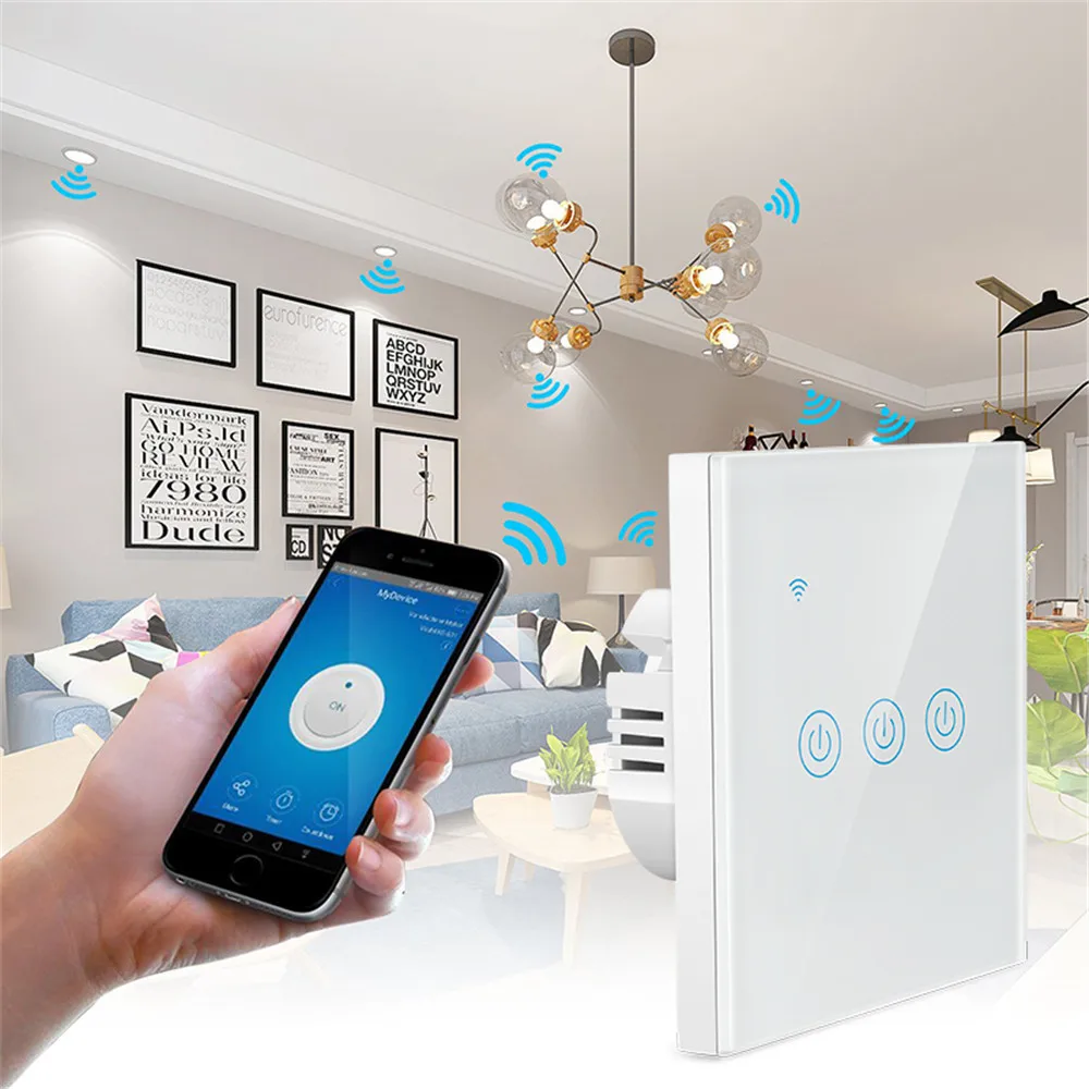 Lonsonho Smart Wifi Switch EU US 1 2 3 Gang Tuya Smart Life App Wireless Remote Control Touch Light Switch Alexa Google Home