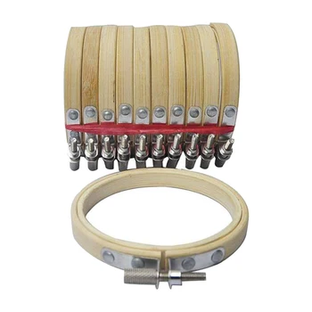 

10 Pcs 3Inch 8cm Round Wooden Embroidery Hoops Set Adjustable Bamboo Circle Cross Stitch Hoop Ring