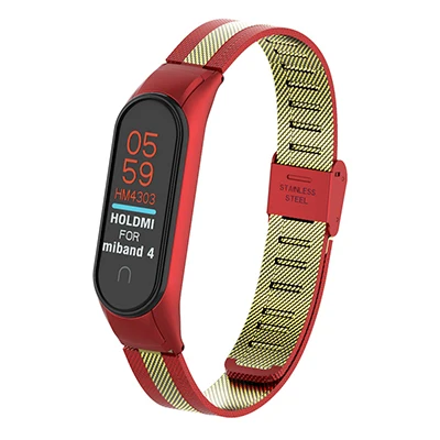 06 Ремешок для mi Band 4 3 металлический ремешок из нержавеющей стали для mi Band 4 3 ремешок для Xiao mi band 4 браслеты Pulseira 2 пленка - Цвет: 06