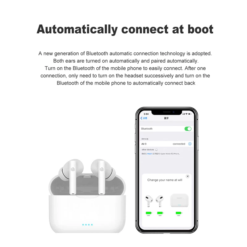 Wireless Bluetooth Earbuds TWS Air 3 Bluetooth Headphone with Charging Case Noise Cancelling Mini Wireless Earphones Sports