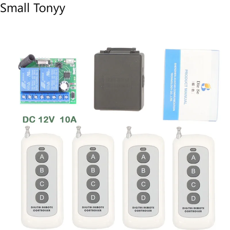 

433MHz Universal Long Range Wireless Remote Control DC 12V 10Amp 2CH rf Relay Receiver and Transmitter for garage Controller