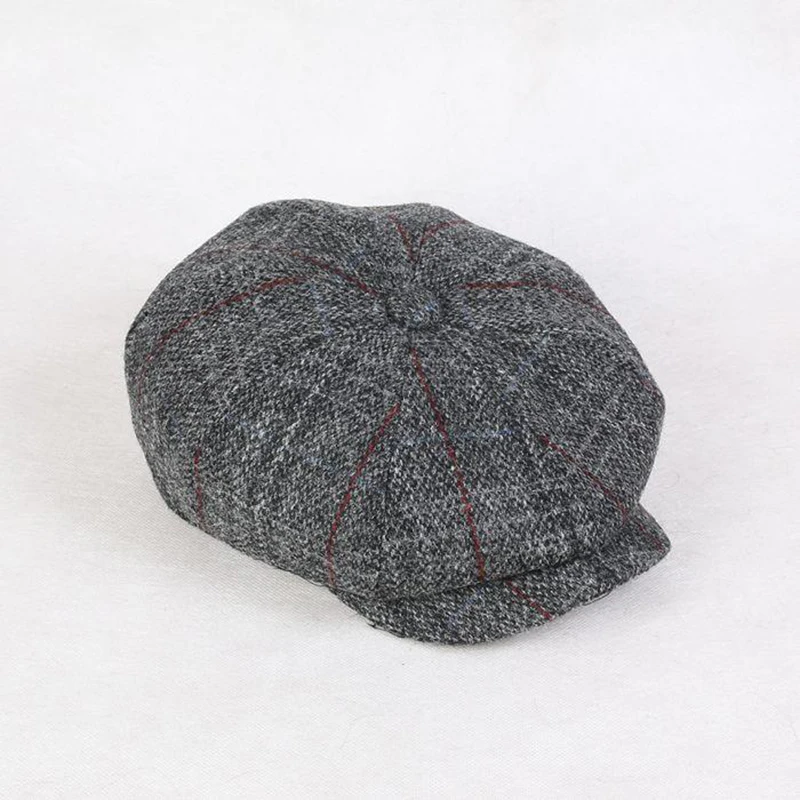 Newsboy Cap Wool Men Women Octagonal Cap Woolen Male Tweed Panel Plaid British Style Brand Vintage Flat Cap Beret BLM243 mens berets for sale